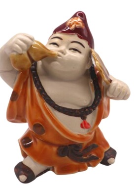 活佛济公佛山石湾公仔陶瓷人物镇宅博古架玄关装饰摆件送长辈礼物