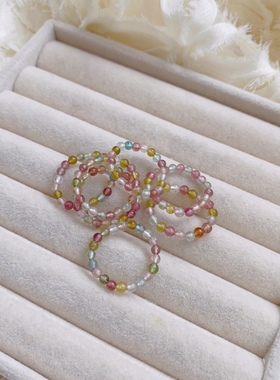 今生手作女生天然碧玺戒指清新