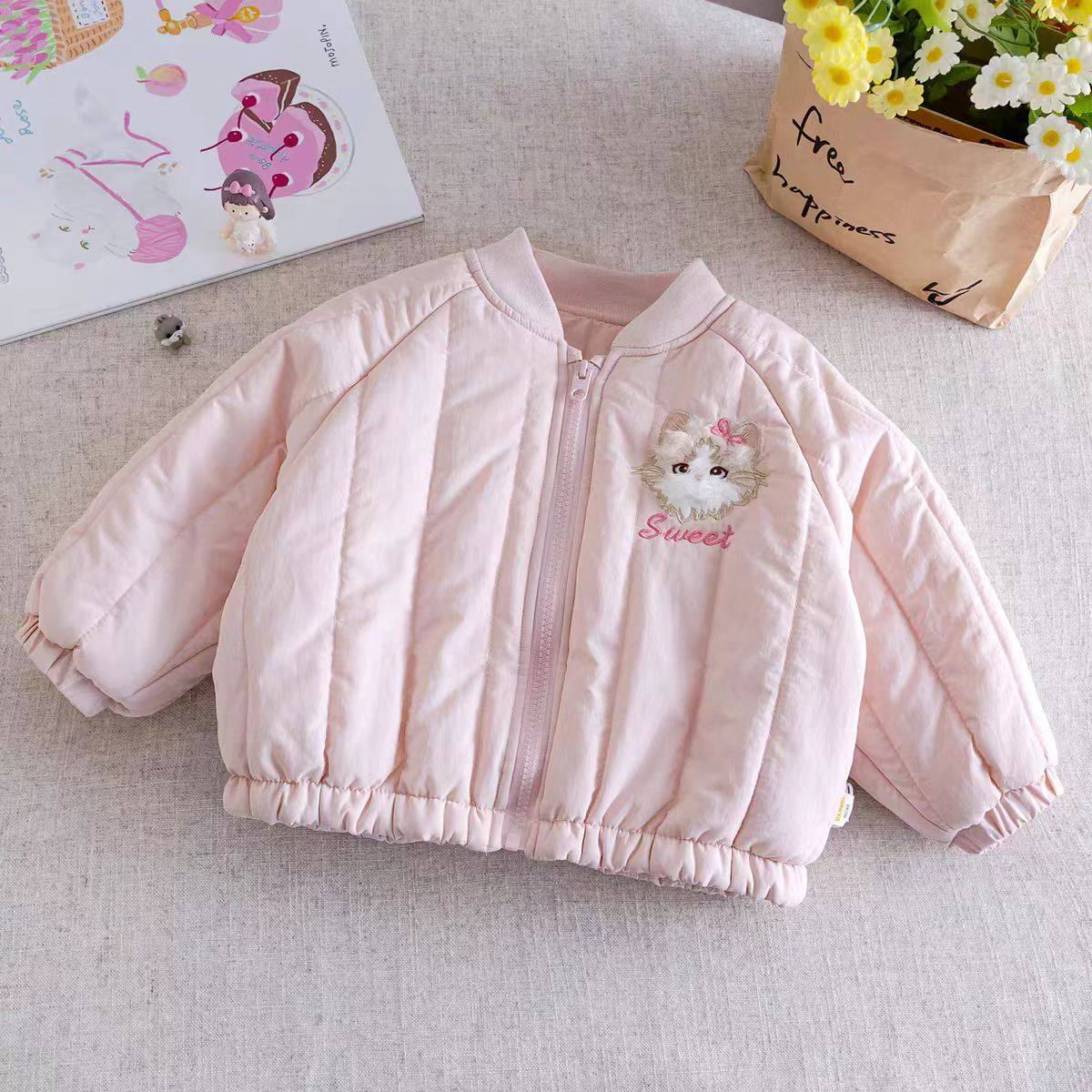 【中厚夹棉】女童冬季新款棒球服外套儿童中厚棉上衣女宝宝外套,淘宝优惠券,粉丝福利购,淘宝优惠卷