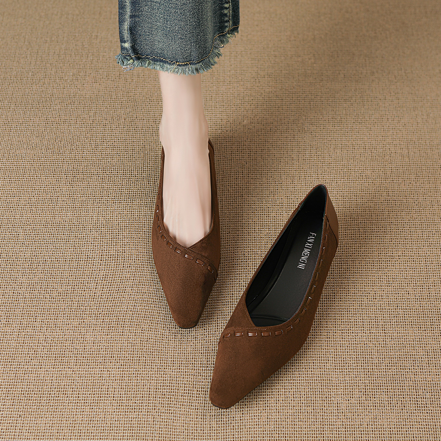 羊皮版巨好看浅口单鞋女2025秋季新款百搭绝美不累脚内增高平底鞋,淘宝优惠券,粉丝福利购,淘宝优惠卷