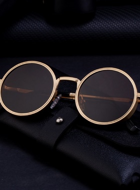 2025新款欧美时尚圆框太阳镜男士复古感墨镜男跨境shades