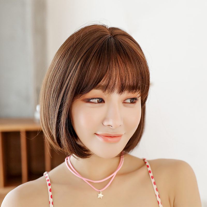 七街皇后假发旗舰店假发女短发圆脸bobo韩国波波头修脸蓬松自然齐肩发型女网红锁骨发1