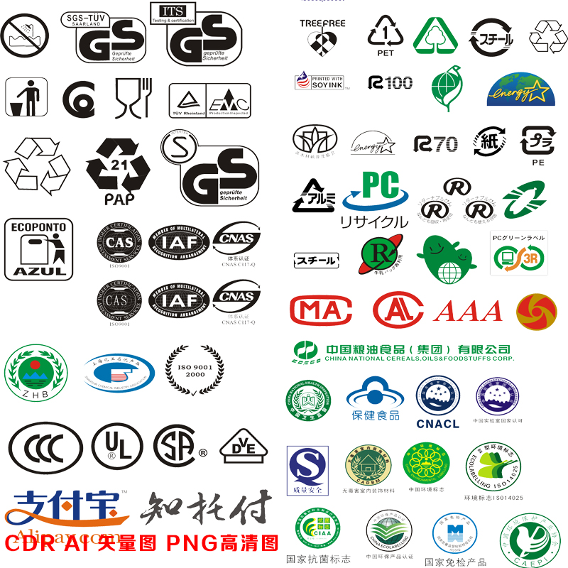 C22绿色环保ISO安全国际国家认证公用产品包装标志标识CDR矢量图-图1