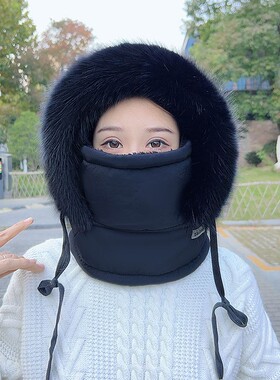 帽子秋冬季防风骑车女围脖一体面罩头套保暖东北防寒雷锋帽男冬天