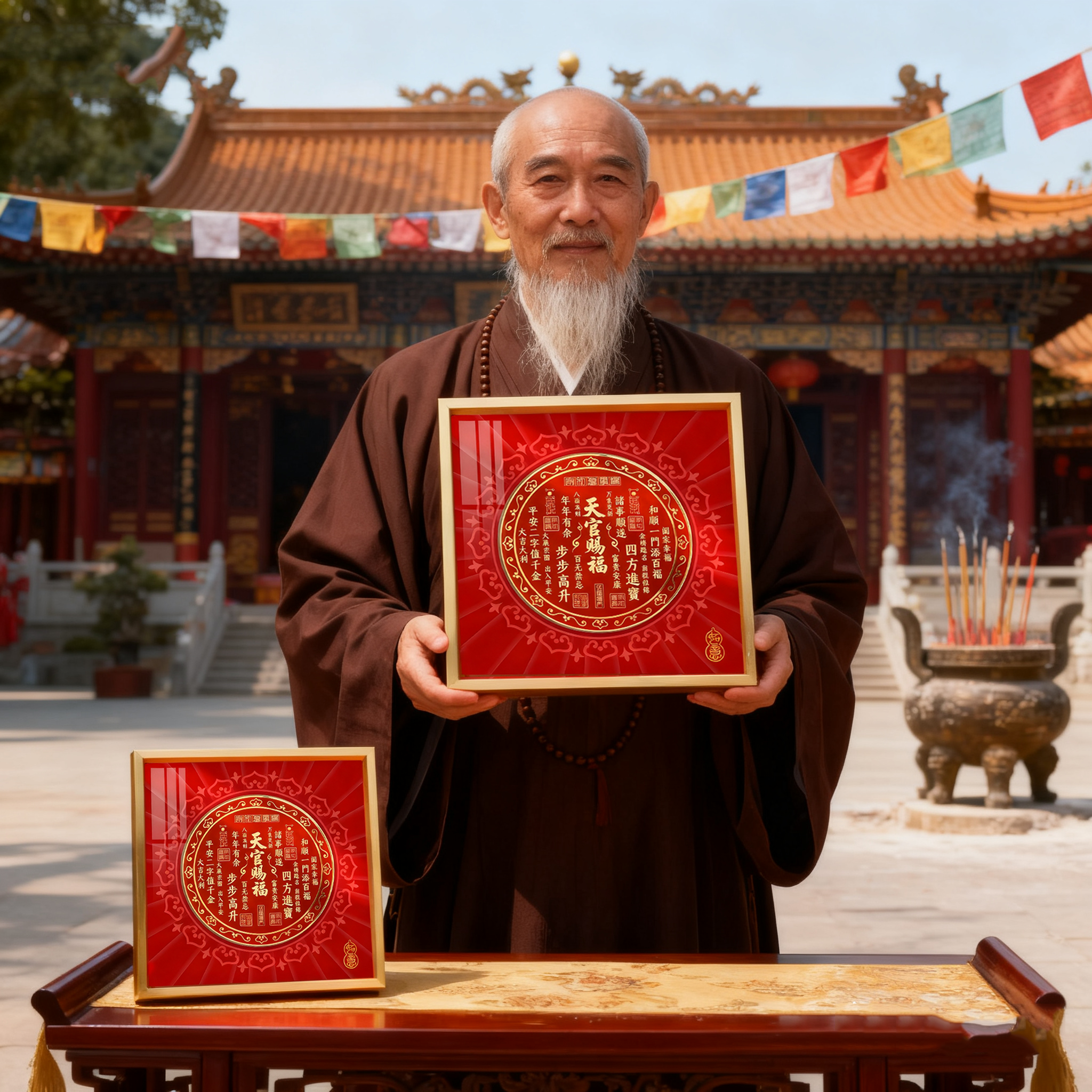 新中式天官赐福桌面摆台挂画烤瓷画面装饰画乔迁送礼喜庆节日礼品,淘宝优惠券,粉丝福利购,淘宝优惠卷