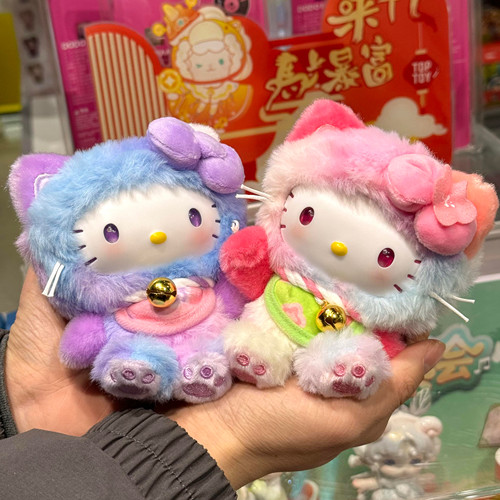 萌趣三丽鸥喵喵赐福系列搪胶毛绒盲盒挂件潮玩公仔包包送女生礼物 - 图0