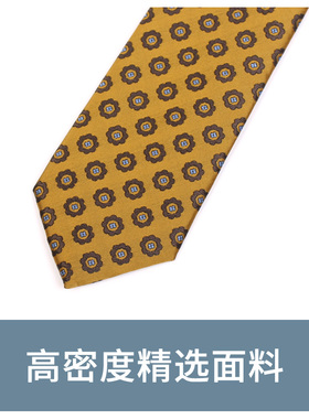 Jacketman土黄色窄款圈圈领带