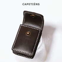 Lighter leather cover genuine leather minimalist hand sewn head layer cow leather can be worn with belt kerosene lighter universal lighter bag