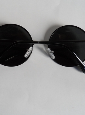 墨镜黑色圆形时尚风弹簧腿太阳镜