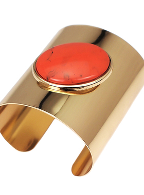 欧美风夸张金属质感树脂夜店手镯