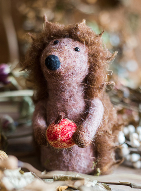 掬涵手工艺术羊毛毡玩偶森林动物公仔礼物定格动画形象创意摆件