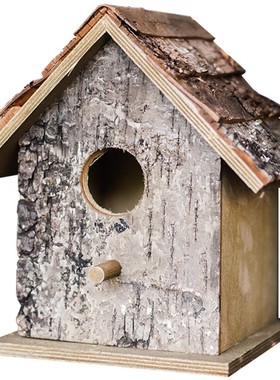 木质鸟窝房子杂货鸟巢花园庭院装饰鸟屋摆件美式户外园艺挂饰