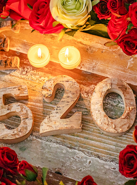 掬涵天然原木装饰字母椴木实木树皮摆件墙饰道具DIY北欧ZAKKA