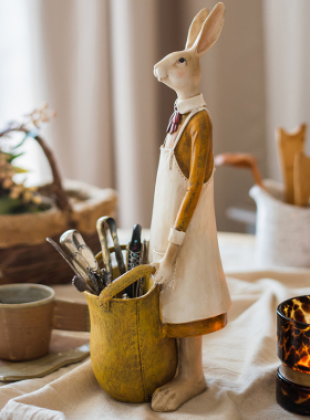 【掬涵】兔子装饰收纳瓶餐具桌面摆件笔筒筷子筒工具盒文艺插画风