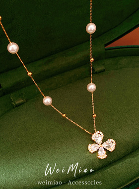 18K真金电镀锆石蝴蝶结锁骨链