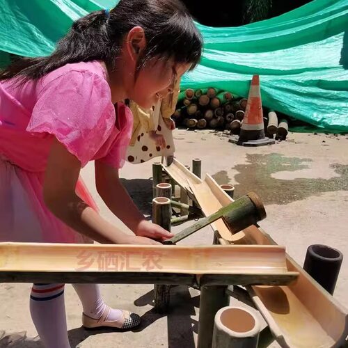 小孩子户外玩水玩具竹制戏水玩具竹水渠引流戏水竹筒安吉游戏 - 图1