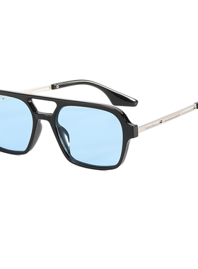 方框复古彩色墨镜男潮嘻哈大脸