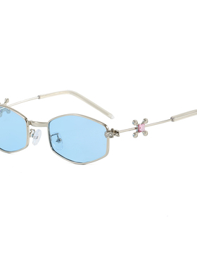 复古银色纯欲风镶钻太阳眼镜