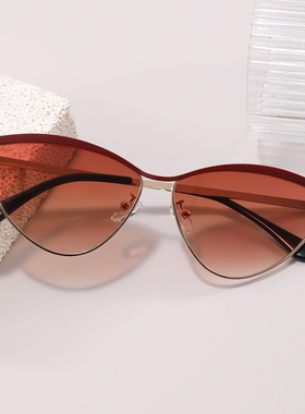 复古纯欲大框欧美金属猫眼眼镜