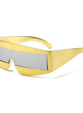 欧美复古朋克风长方形连体墨镜男女潮辣妹网红小脸窄框墨镜凹造型