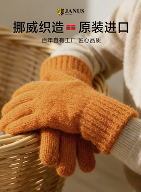 美国小晖挪威janus美利奴羊毛秋冬男女儿童手套五指多功能品发
