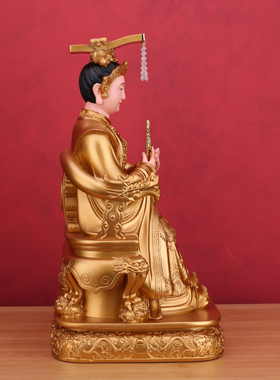 金色树脂后土娘娘九龙地母神像地姥元君坐像摆件家用佛堂供奉