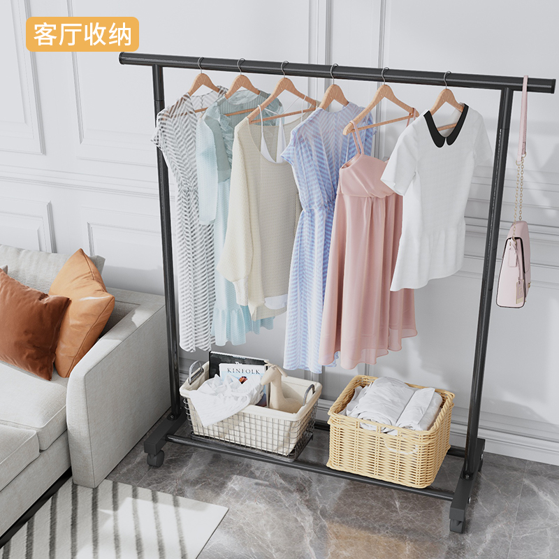 晾衣架落地家用卧室简易阳台挂衣服架子室内卧室晾晒单杆式衣帽架 - 图2