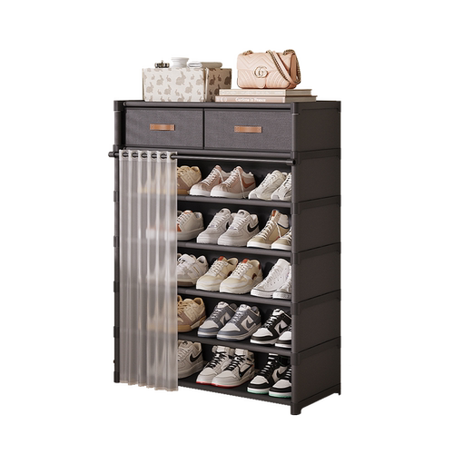 简易鞋架子多层家用门口外楼道带门鞋柜防尘宿舍小型室内好看耐用 - 图3