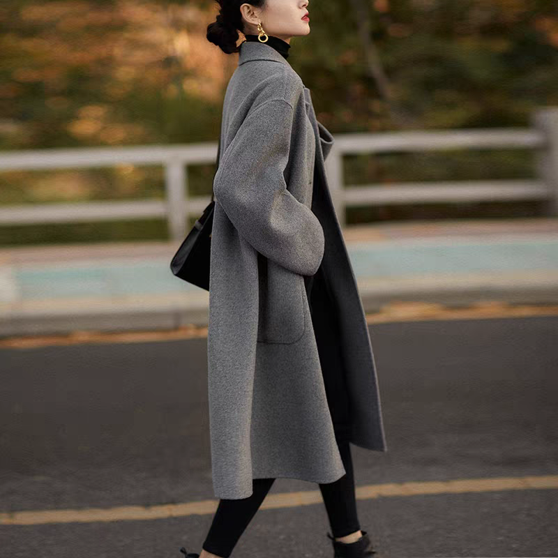 大码女装双面羊毛大衣女秋冬新款胖mm赫本风中长款系带毛呢外套女,淘宝优惠券,粉丝福利购,淘宝优惠卷