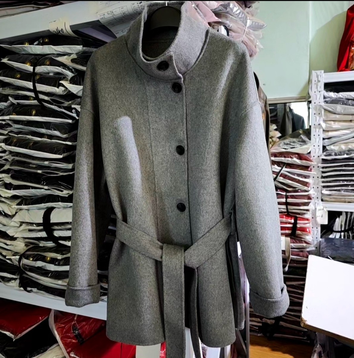 大码小个子双面羊毛大衣女秋冬新款胖mm赫本风中长系带毛呢外套女,淘宝优惠券,粉丝福利购,淘宝优惠卷