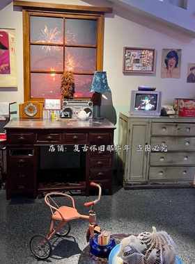 怀旧年代经典老式宝宝铁皮三轮车