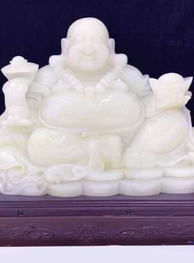大型天然玉石玉雕弥勒佛玉摆件