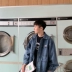 Mr. Fang inch nam 2019 phiên bản Hàn Quốc mới của xu hướng áo khoác denim giản dị cho nam mùa xuân và mùa thu áo khoác bé trai - Cao bồi quần ống rộng nam Cao bồi