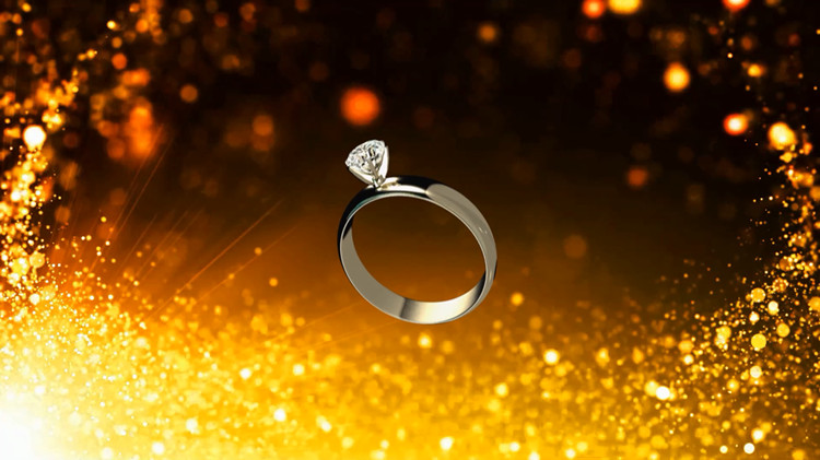 Beautiful romantic dreamy particle light effect diamond ring wedding ring ring wedding wedding led background video material