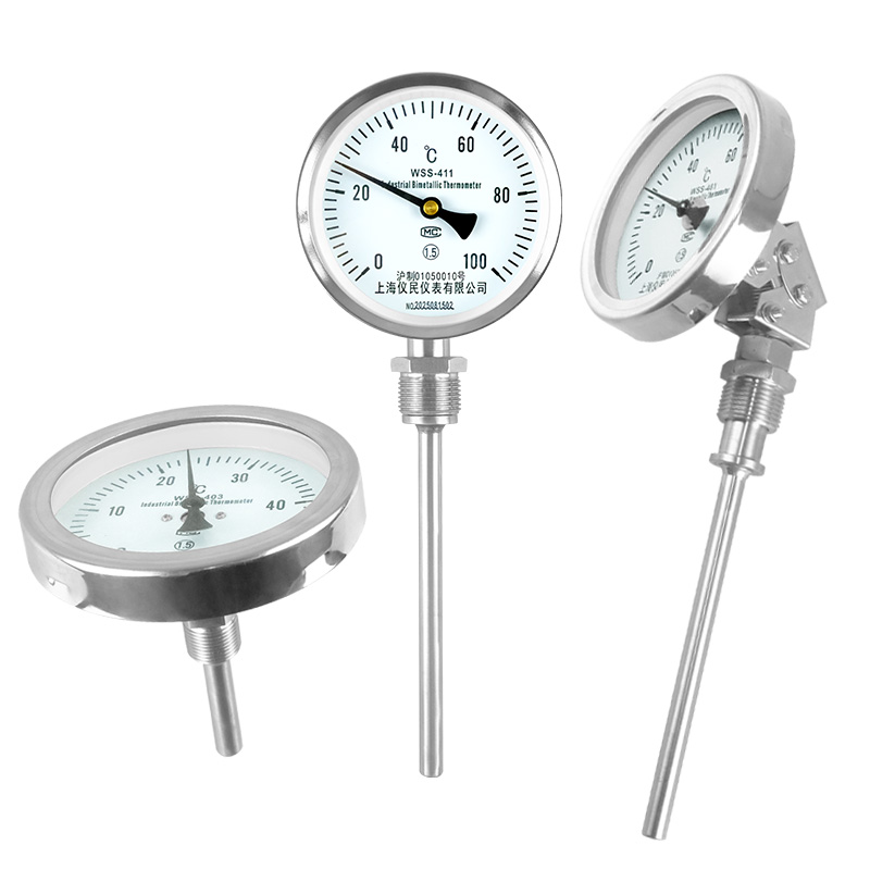 WSS401 411 481不锈钢双金属温度计 耐震 轴向 万向 上海仪民 - 图3