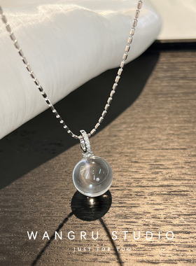 纯银项链女款高级感轻奢小众天然白水晶锁骨链简约百搭送闺蜜礼物