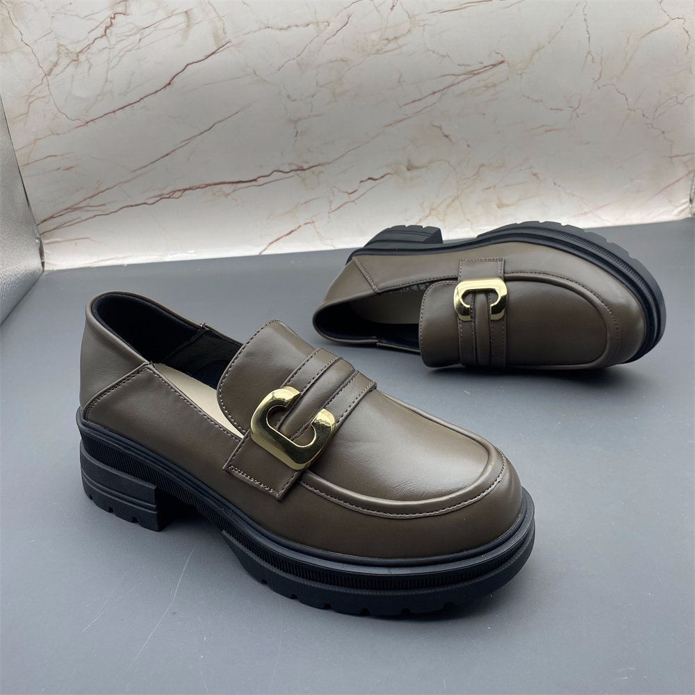 真皮英伦风小皮鞋女 新款圆头一脚蹬优雅时尚百搭厚底软底乐福鞋,淘宝优惠券,粉丝福利购,淘宝优惠卷