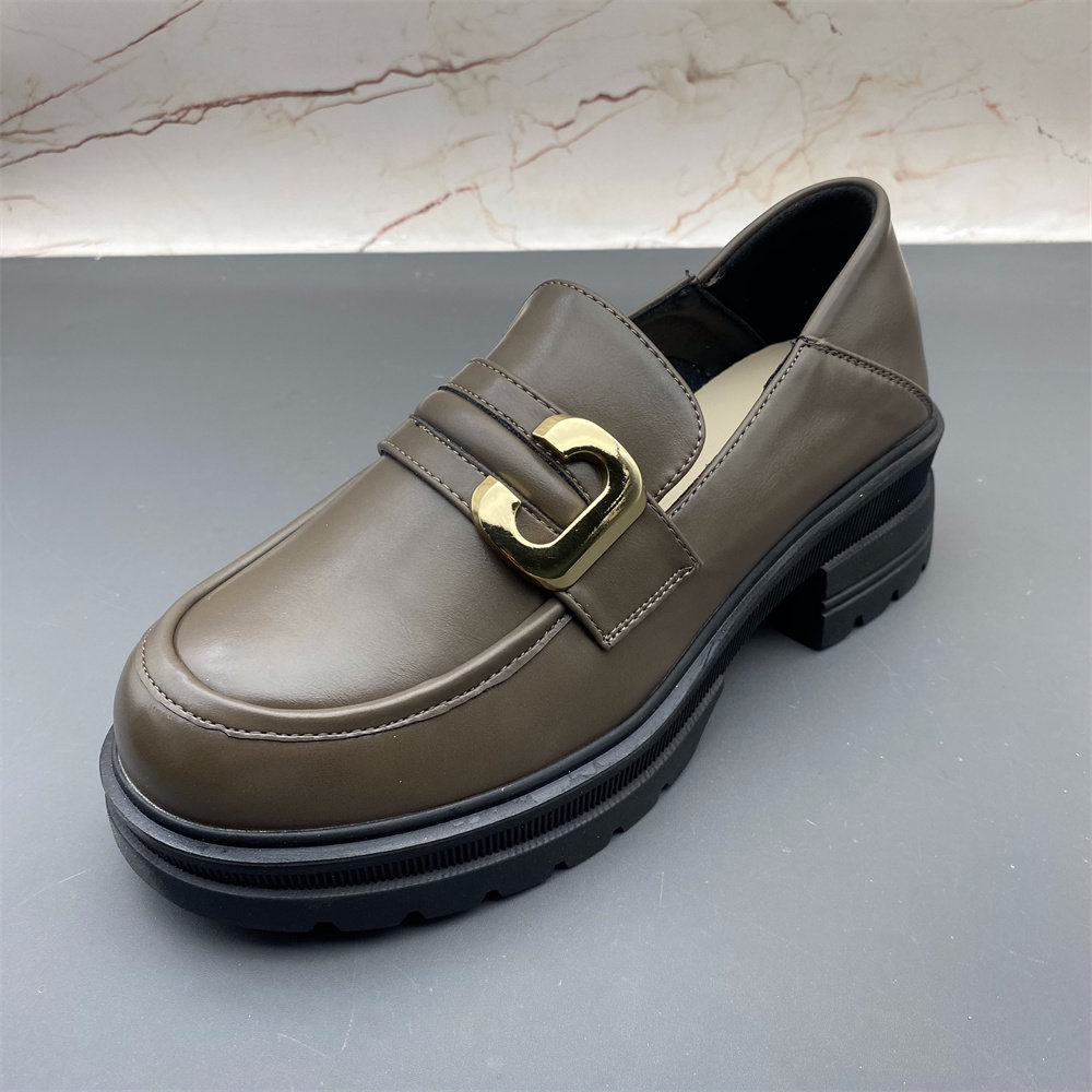 真皮英伦风小皮鞋女 新款圆头一脚蹬优雅时尚百搭厚底软底乐福鞋,淘宝优惠券,粉丝福利购,淘宝优惠卷