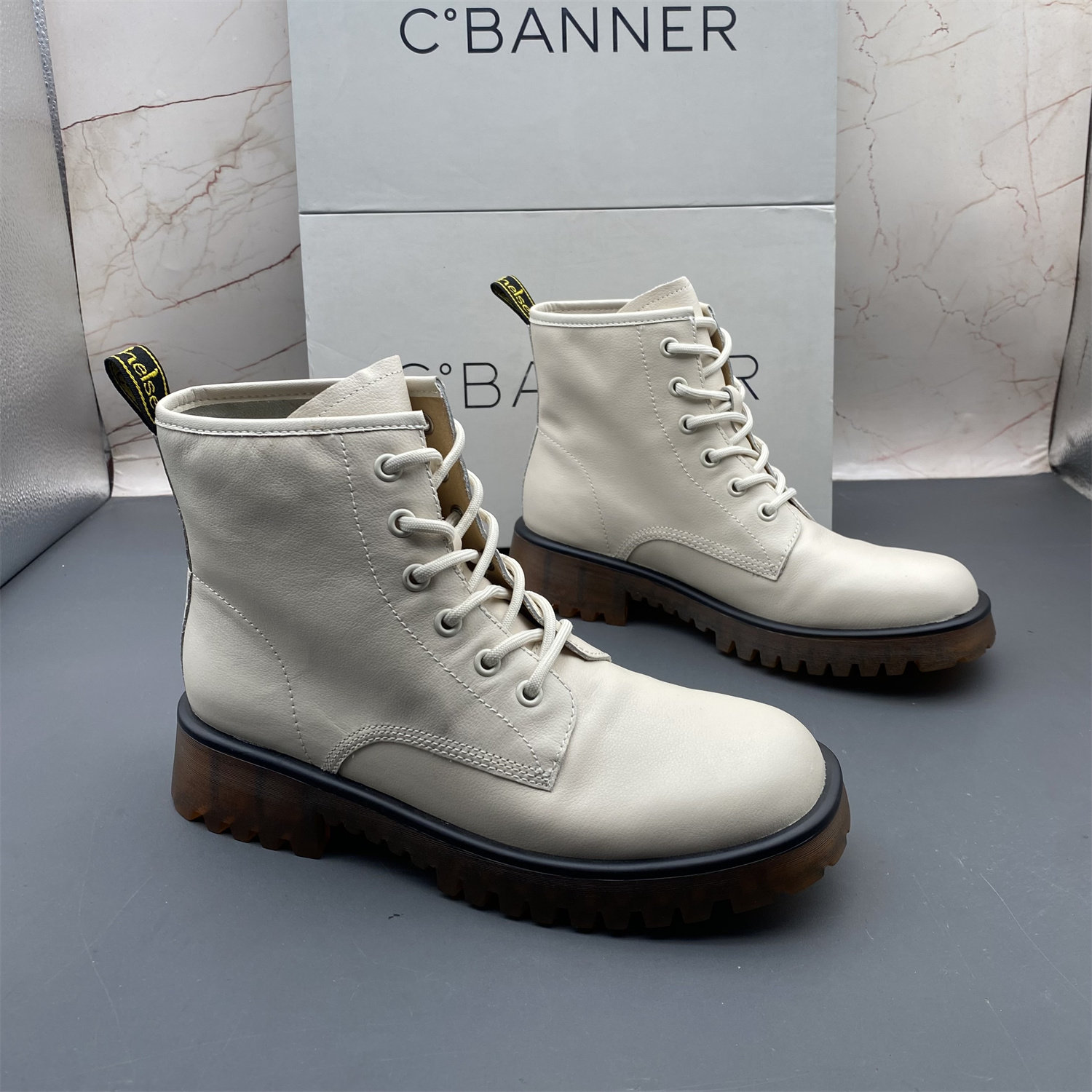 39码C.BANNER千百度撤柜断码牛皮女鞋真皮系带平底防滑圆头马丁靴,淘宝优惠券,粉丝福利购,淘宝优惠卷