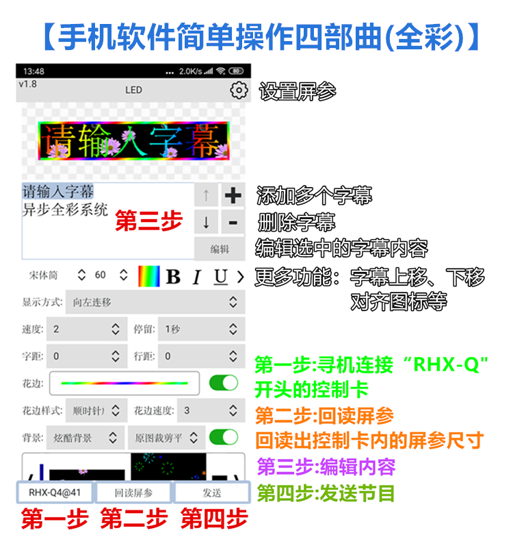 RHX8-Q10全彩条屏LED控制卡显示屏控制器手机WIFI无线卡-图1