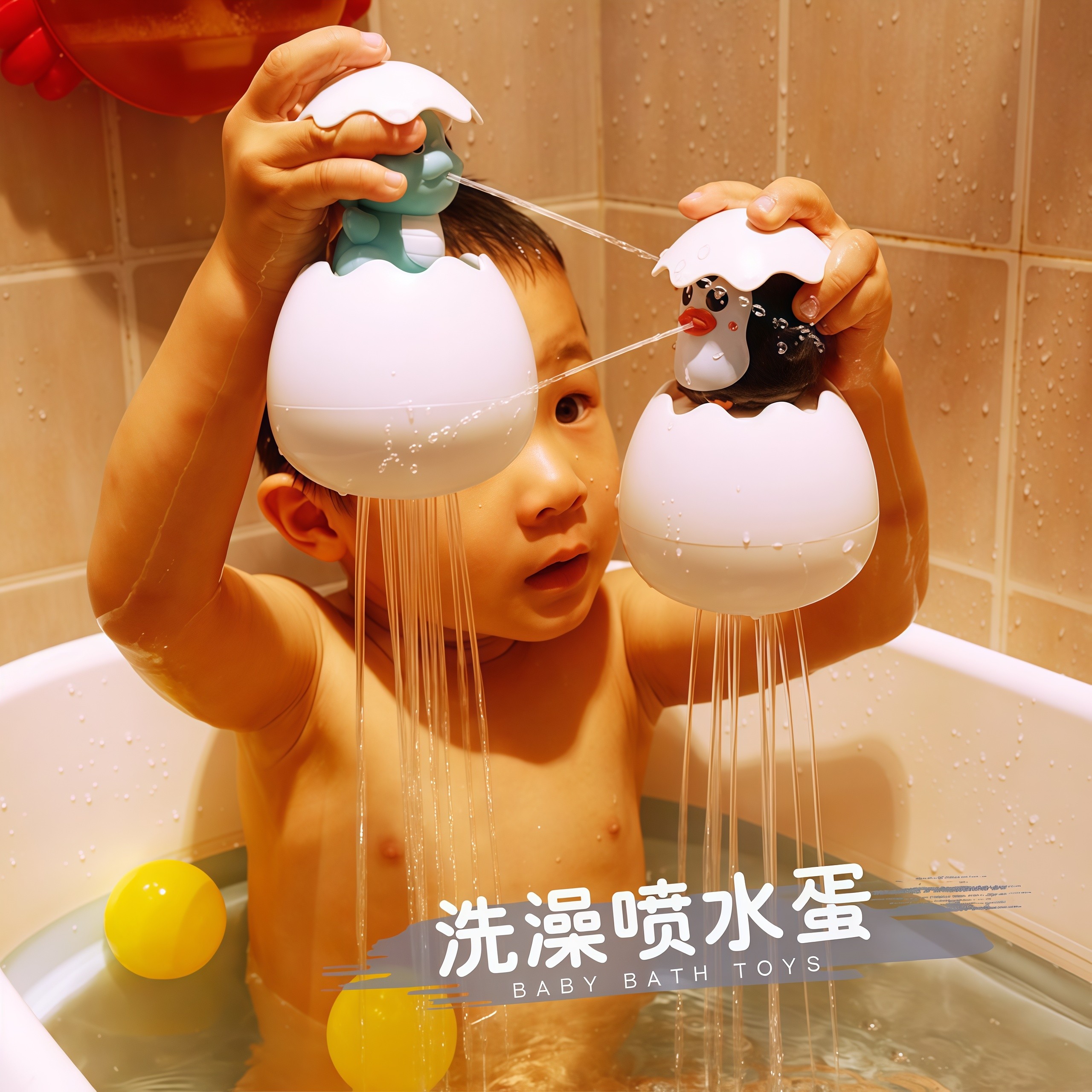 宝宝洗澡玩具喷水小黄鸭子花洒蛋壳儿童浴室下雨男女孩戏水恐龙蛋,淘宝优惠券,粉丝福利购,淘宝优惠卷