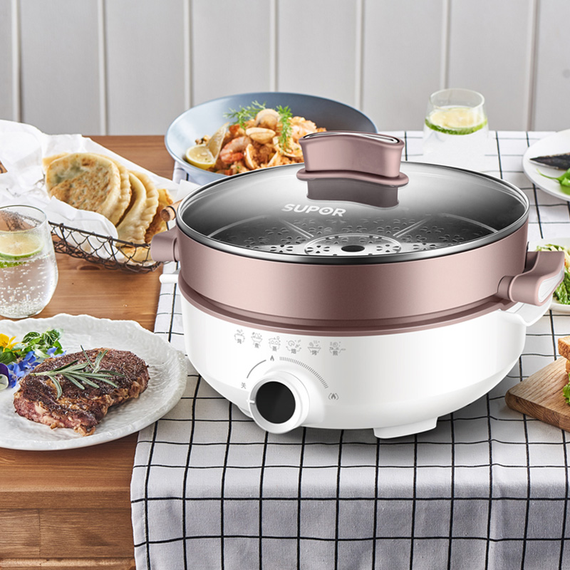 苏泊尔天居专卖店苏泊尔电火火锅分离式家用多功能锅插电电煮锅电炒锅烧烤蒸煮一体3