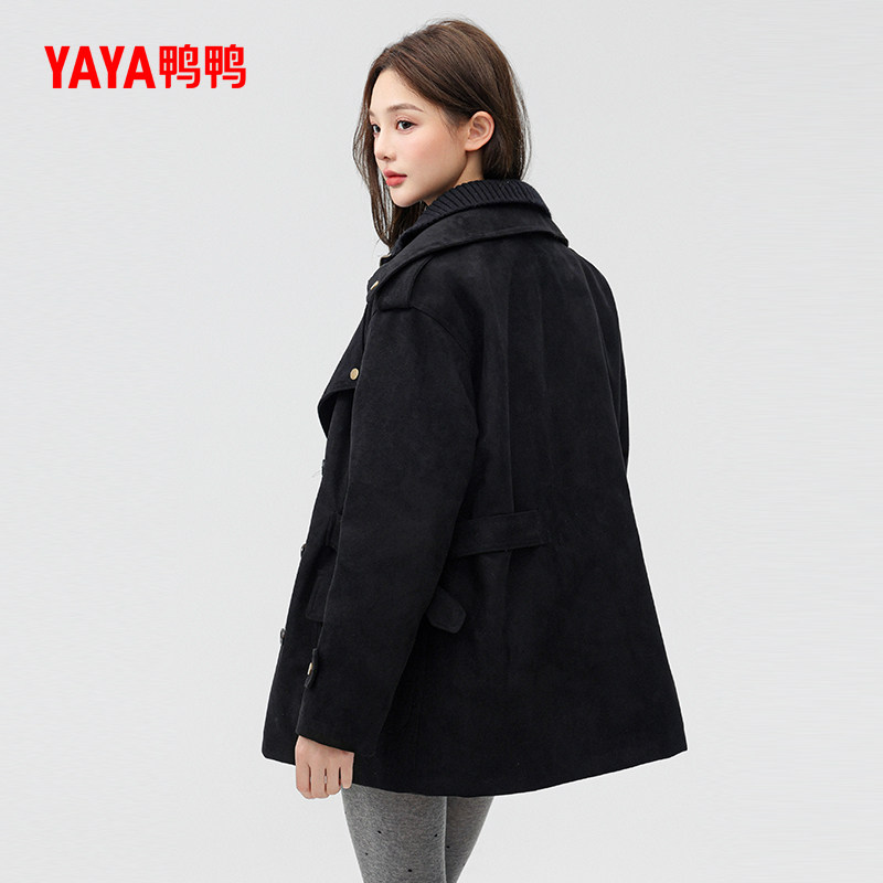 鸭鸭羽绒服女2025年秋冬新款时尚休闲舒适简约翻领百搭保暖外套S