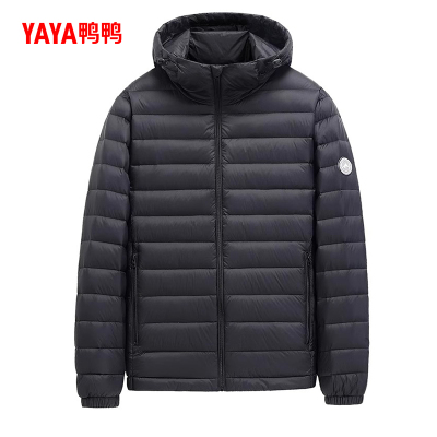 鸭鸭羽绒服轻薄男士短款连帽外套