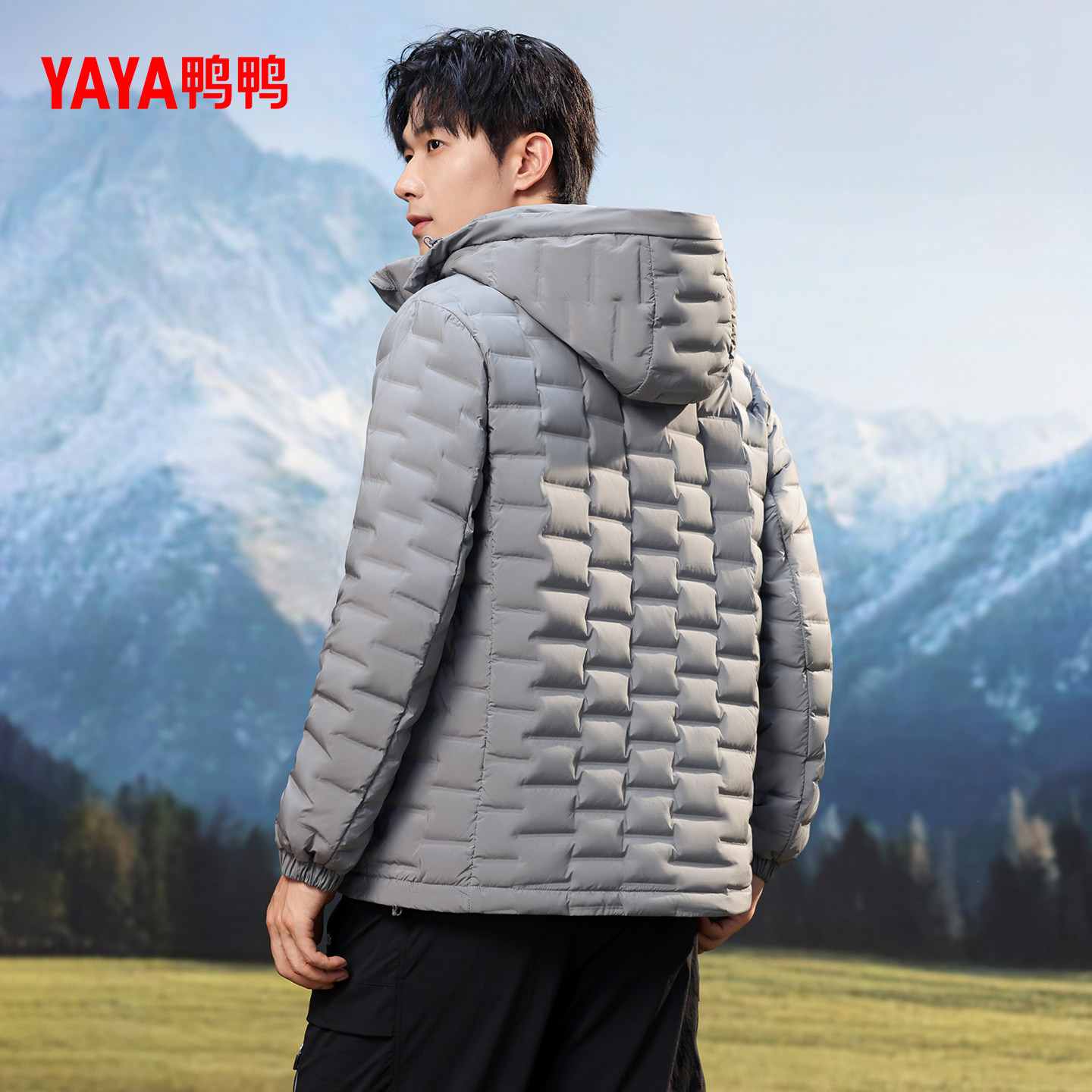 鸭鸭轻薄羽绒服男士2025秋冬新款短款保暖休闲时尚可脱卸帽外套J