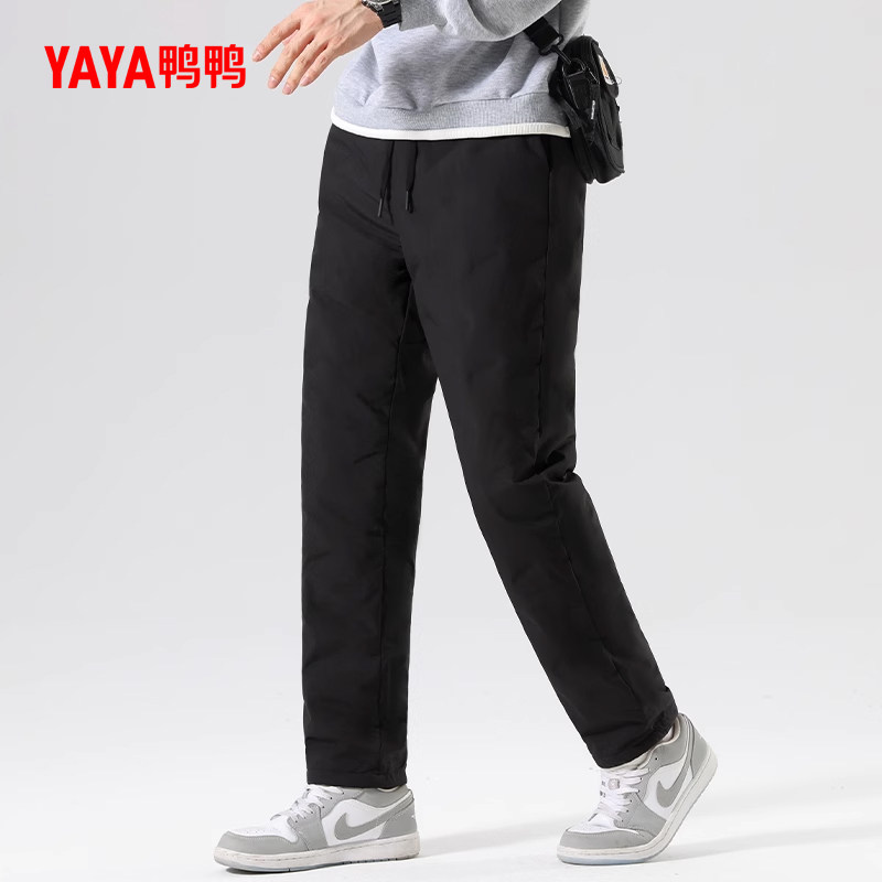 鸭鸭男士羽绒裤2025年秋冬新品工装裤休闲时尚百搭拼色抽绳卫裤J,淘宝优惠券,粉丝福利购,淘宝优惠卷
