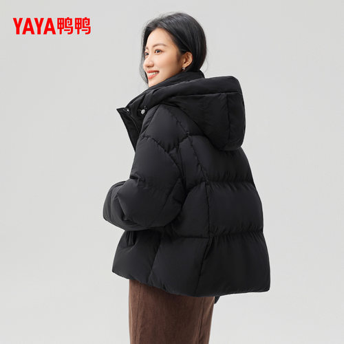 鸭鸭羽绒服女2025年冬季新款短款连帽宽松潮流百搭时尚休闲外套F - 图3