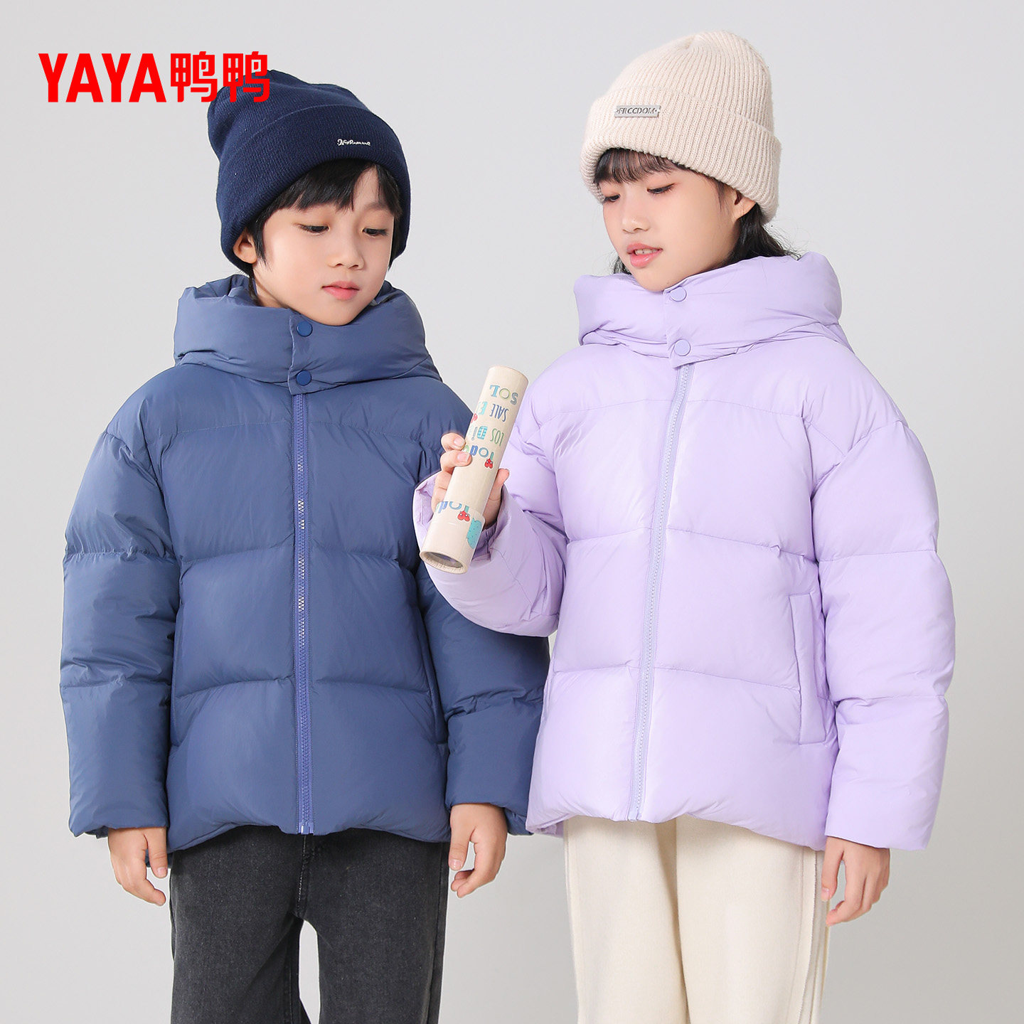 鸭鸭儿童羽绒服2025年冬季男女童同款保暖连帽短款时尚加厚外套M,淘宝优惠券,粉丝福利购,淘宝优惠卷
