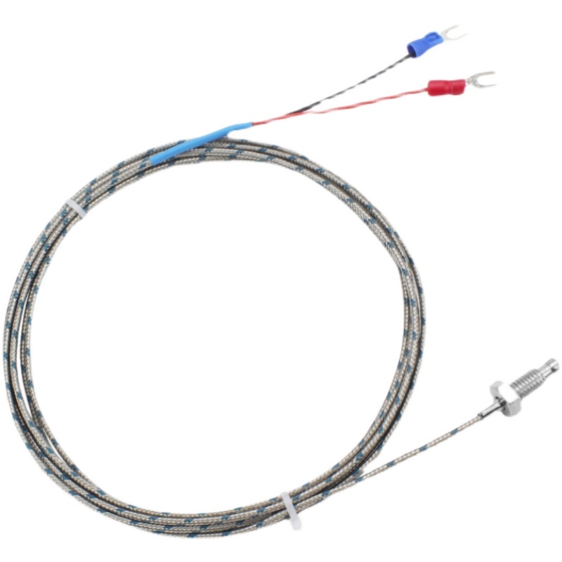 K型M6螺钉式热电偶M8螺纹屏蔽温度探头EJ感温线Pt100热电阻传感器