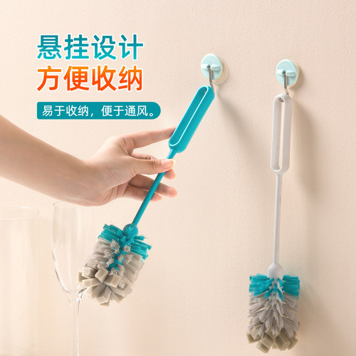 茶花杯刷长柄刷家用清洁刷海绵刷清洁刷专用奶瓶水杯清洗神器刷子 - 图3